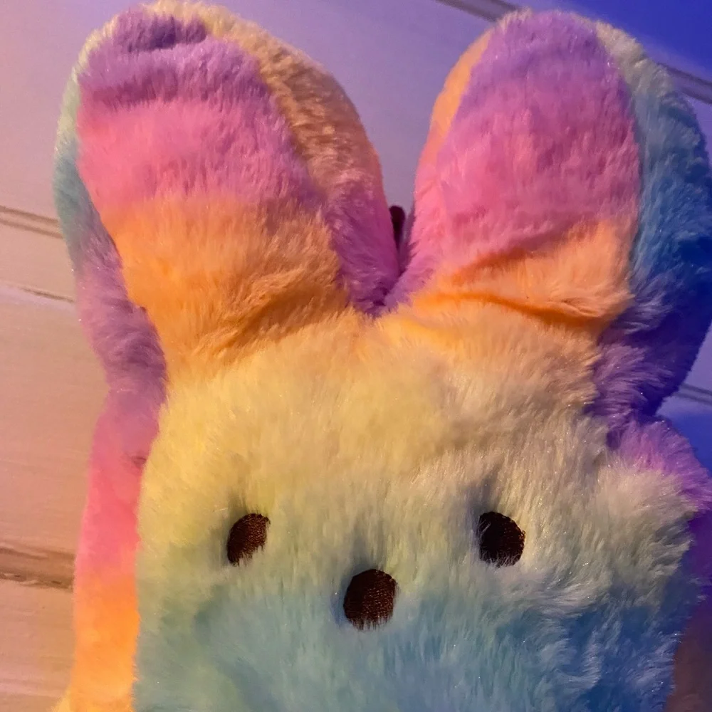 Peeps Zipper backpack Adorable Purple and Pink Stuffed Bunny Plush - Picture 10 of 14